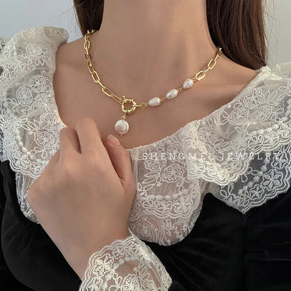 Nuevo collar gargantilla de perlas barrocas para mujer, lujoso, para bodas, fiestas, collar de cuentas de tres capas, torques, regalo de joyería de moda para damas