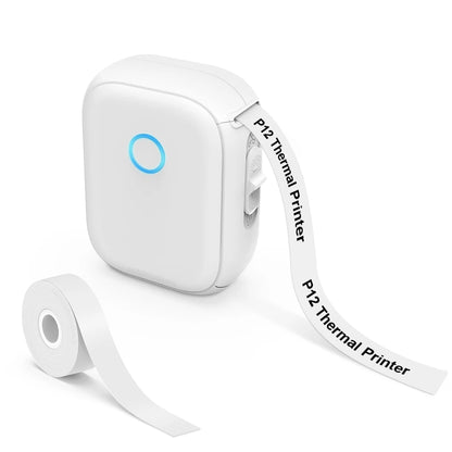 Mini impresora térmica Marklife P12 – Máquina etiquetadora portátil, impresora de pegatinas adhesivas con cinta de etiquetas continua, dispositivo de etiquetado de bolsillo Bluetooth para el hogar, la oficina y la organización