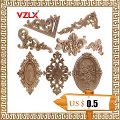 Appliques décoratives en bois moulé – Boiseries murales sculptées pour meubles, armoires, coins et décoration intérieure
