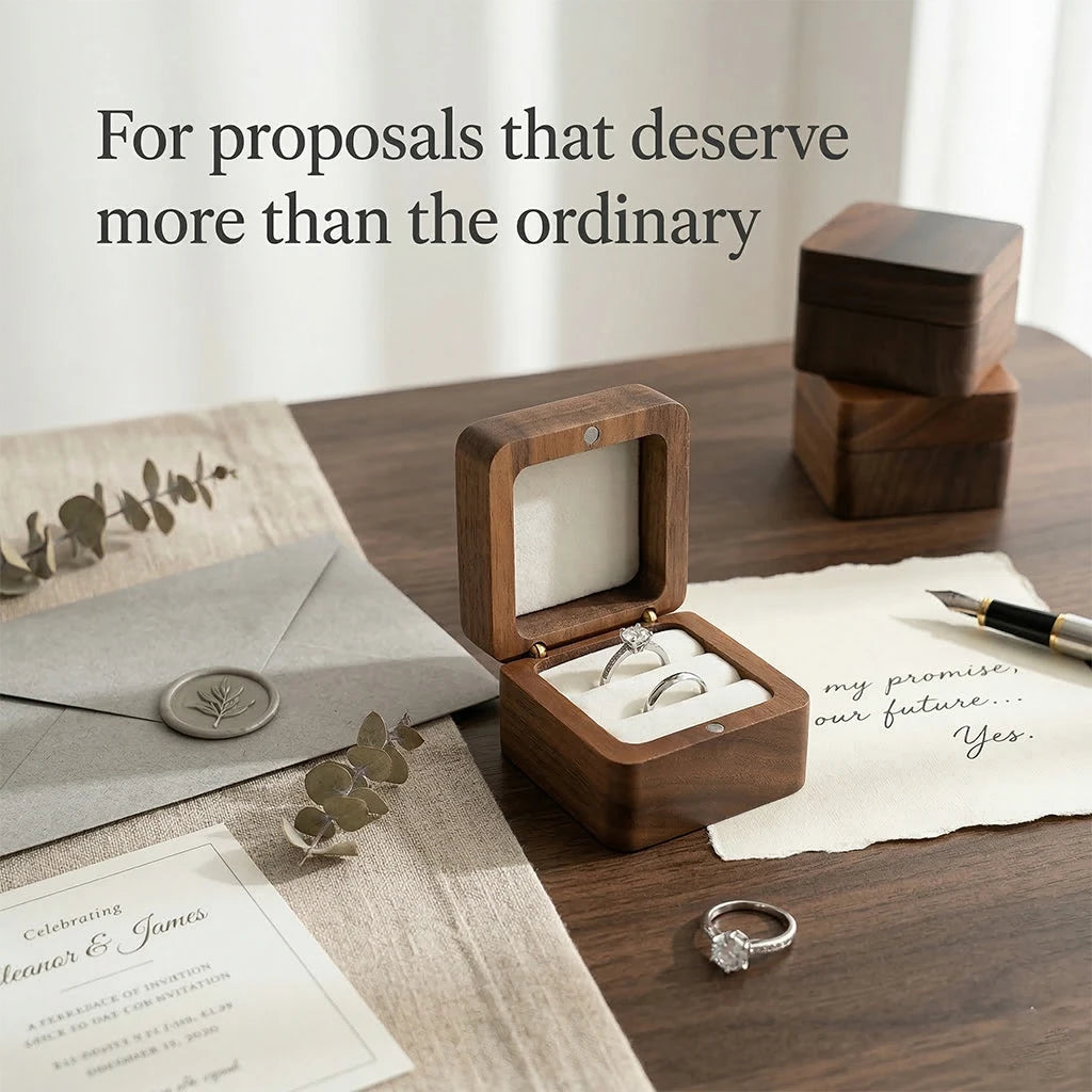 Personalized Wooden Jewelry Box with Custom Engraving for Rings, Earrings, Bracelets, Wedding Proposals & Gift Packaging