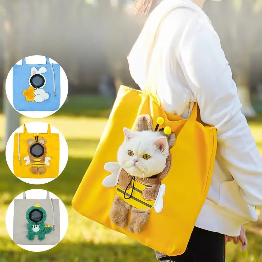 Portable Crossbody Pet Carrier Bag – Single-Shoulder Cat & Small Dog Travel Bag with Exposed Head Design, Lightweight Pet Outing Carrier
