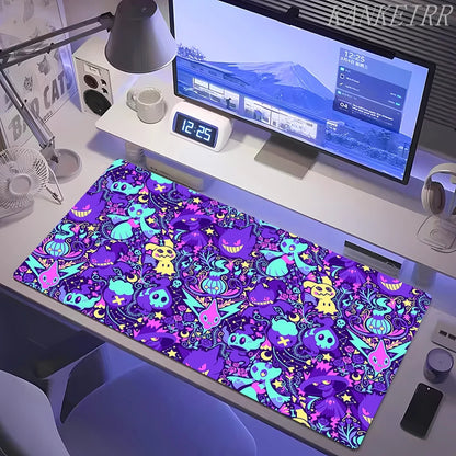 XXL Pokémon Gengar Purple Gaming Mouse Pad – Extended Kawaii Desk Mat (900×400 Keyboard & Mouse Rug for PC & Laptop Setup)