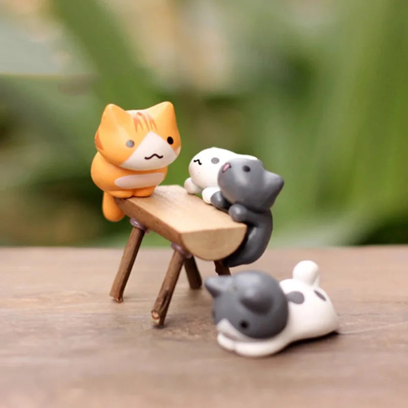 Lot de 6 Mini Figurines Chat Porte-Bonheur Dessin Animé – Mignonnes Miniatures pour Décoration de Jardin, Bonsaï, Artisanat de Jardin Féerique, Pots de Fleurs & Idées Cadeaux