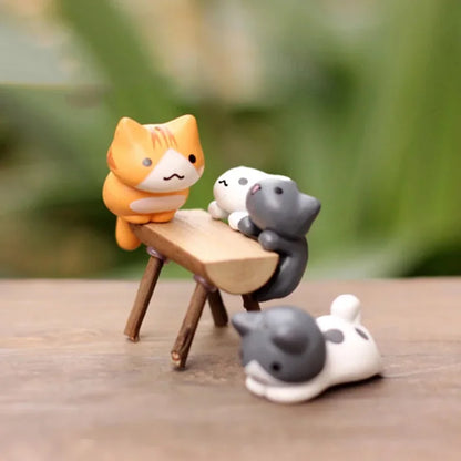Lot de 6 Mini Figurines Chat Porte-Bonheur Dessin Animé – Mignonnes Miniatures pour Décoration de Jardin, Bonsaï, Artisanat de Jardin Féerique, Pots de Fleurs & Idées Cadeaux