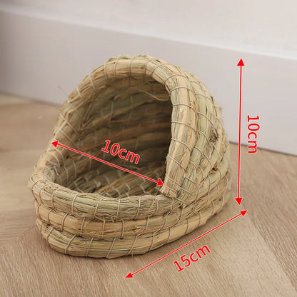 Handwoven Straw Bird Nest – Natural Warm Breeding & Egg-Laying Nest for Parrots, Chickens & Small Birds, Cozy Grass Nest Habitat