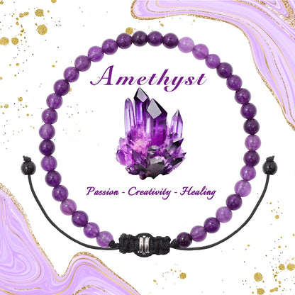 Bracelet perles de tourmaline noire naturelle – Bracelet ajustable tressé en corde avec carte cadeau pour hommes et femmes