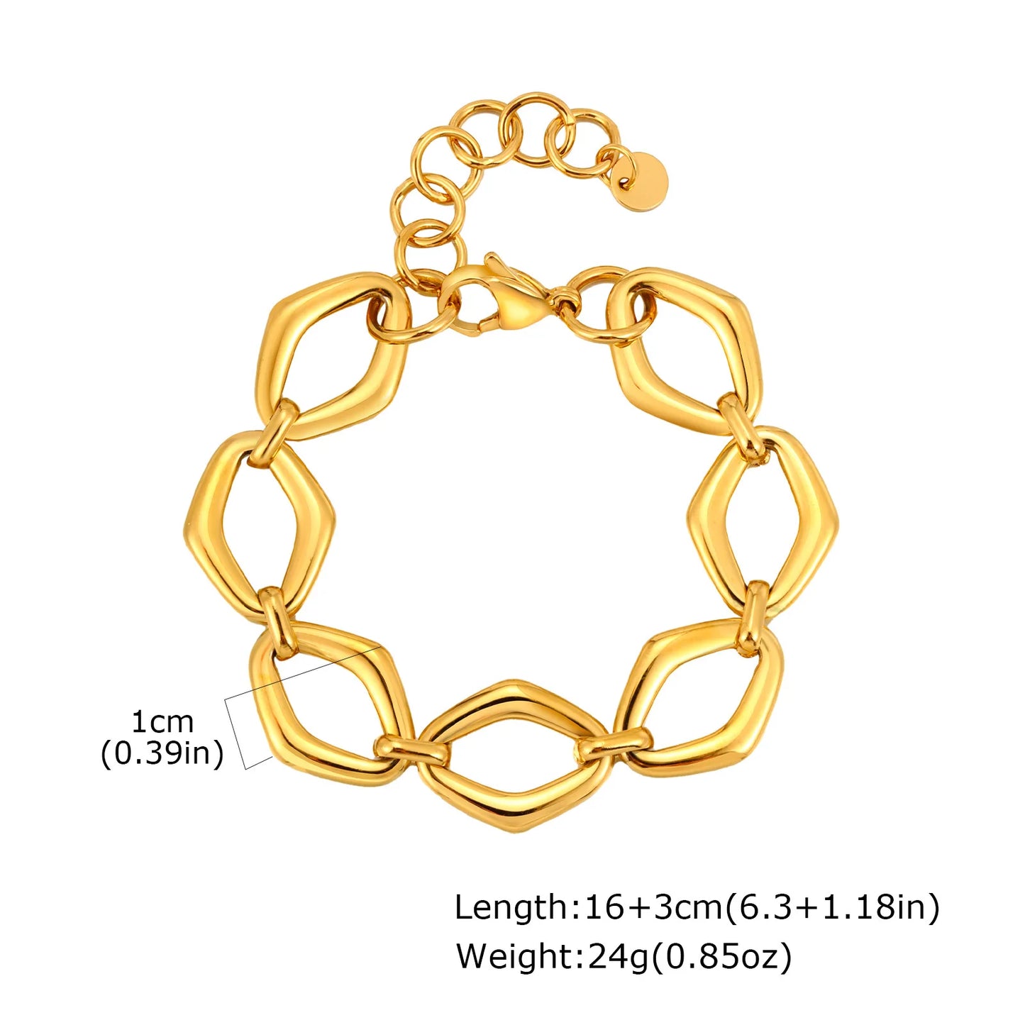 Pulsera de cadena de eslabones gruesos de acero inoxidable – Bañado en oro, pulsera de capas para mujer | Joyería de moda impermeable y de tendencia