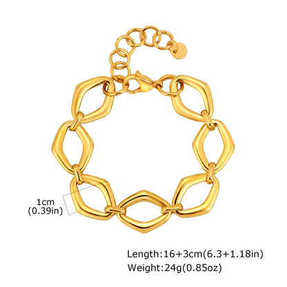 Pulsera de cadena de eslabones gruesos de acero inoxidable – Bañado en oro, pulsera de capas para mujer | Joyería de moda impermeable y de tendencia