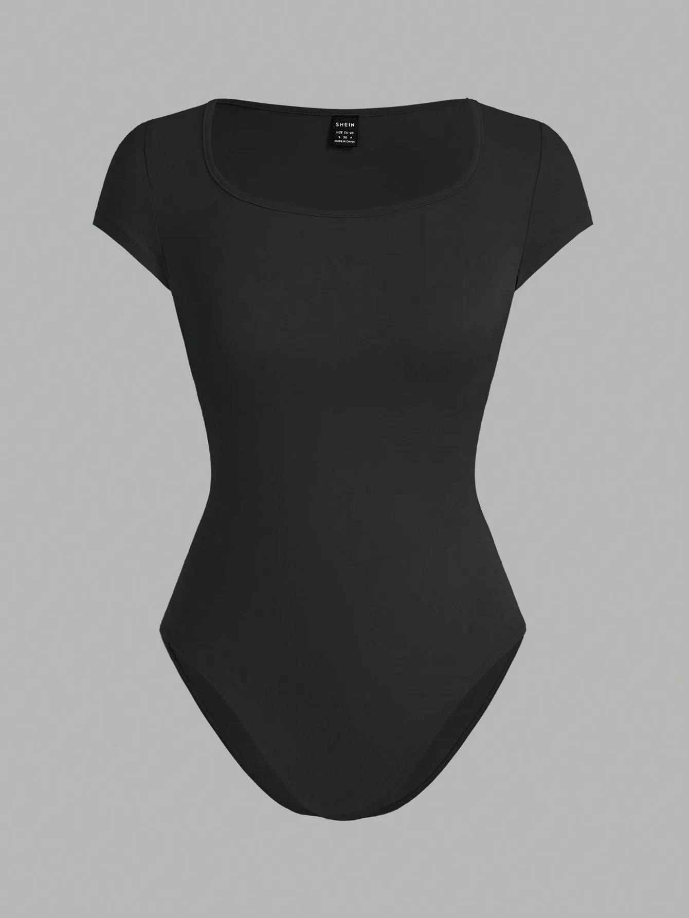 Women Square Neck Short Sleeve Bodysuit – Solid Color Slim Fit Casual One-Piece Top for Daily Wear & Layering