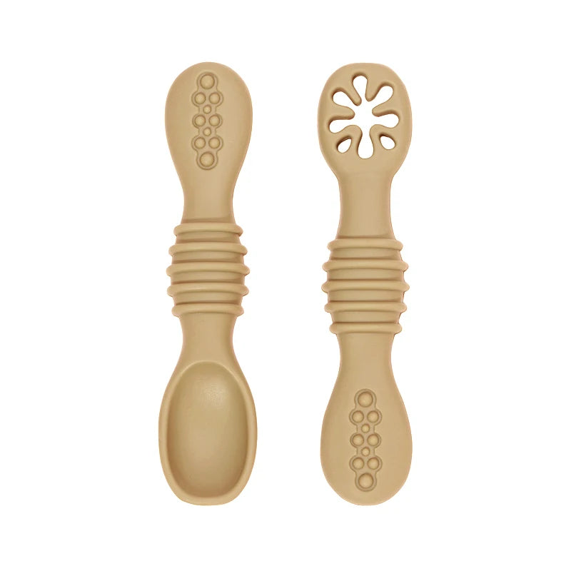 Lot de cuillères d'alimentation en silicone pour bébé – Cuillère douce à double embout pour purées, céréales de riz et sevrage autonome