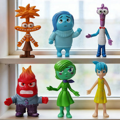 6PCS Inside Out Riley Emotional Friends PVC Action Figures – Cartoon Anime Model Figurines for Kids, Toy Collection, Room Decoration & Gifts