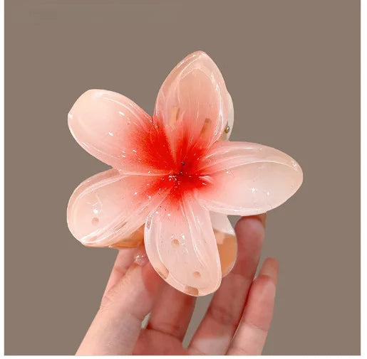 Pinzas de pelo hawaianas con diseño floral degradado – Pasadores grandes florales tropicales para mujer | Accesorios de moda para el pelo para vacaciones en la playa