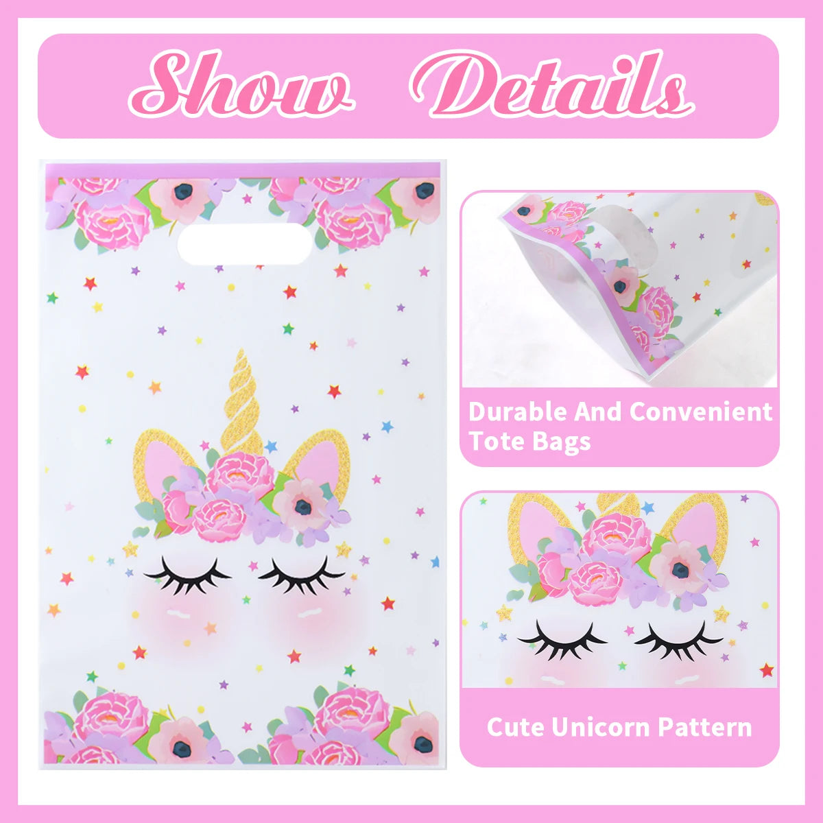 10/25/50 unidades Bolsas de Regalo de Unicornio para Dulces – Lindas Bolsas de Mano para Recuerdos de Fiesta, Decoraciones de Cumpleaños, Baby Showers, Regalos para Niños y Artículos de Celebración