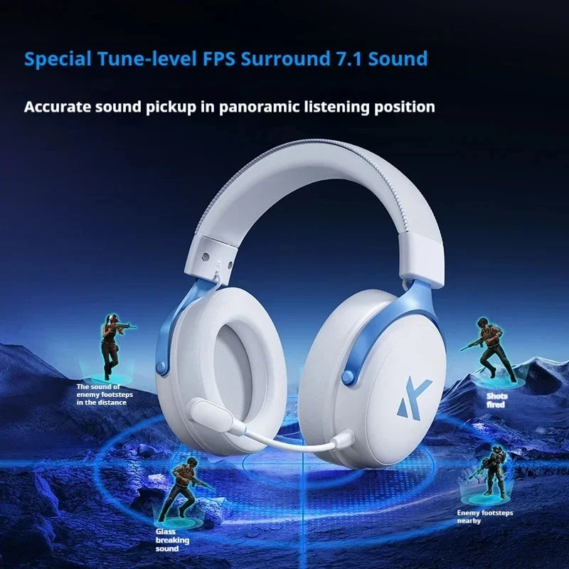 Casque de Jeu Sans Fil MCHOSE V9 Pro 3 Modes – Casque d'Esports Bluetooth, 2.4 GHz & Filaire avec Microphone Anti-Bruit