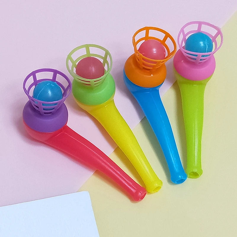 10Pcs Plastic Pipe Blowing Ball Toys – Outdoor Sports Balance Training & Learning Game Set for Kids, Funny Educational Gift