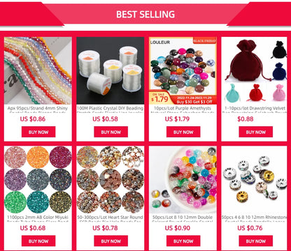 1 brin de perles de verre unies 6/8mm – Perles rondes intercalaires lâches pour la fabrication de bijoux DIY, bracelets faits main, colliers et accessoires d'artisanat