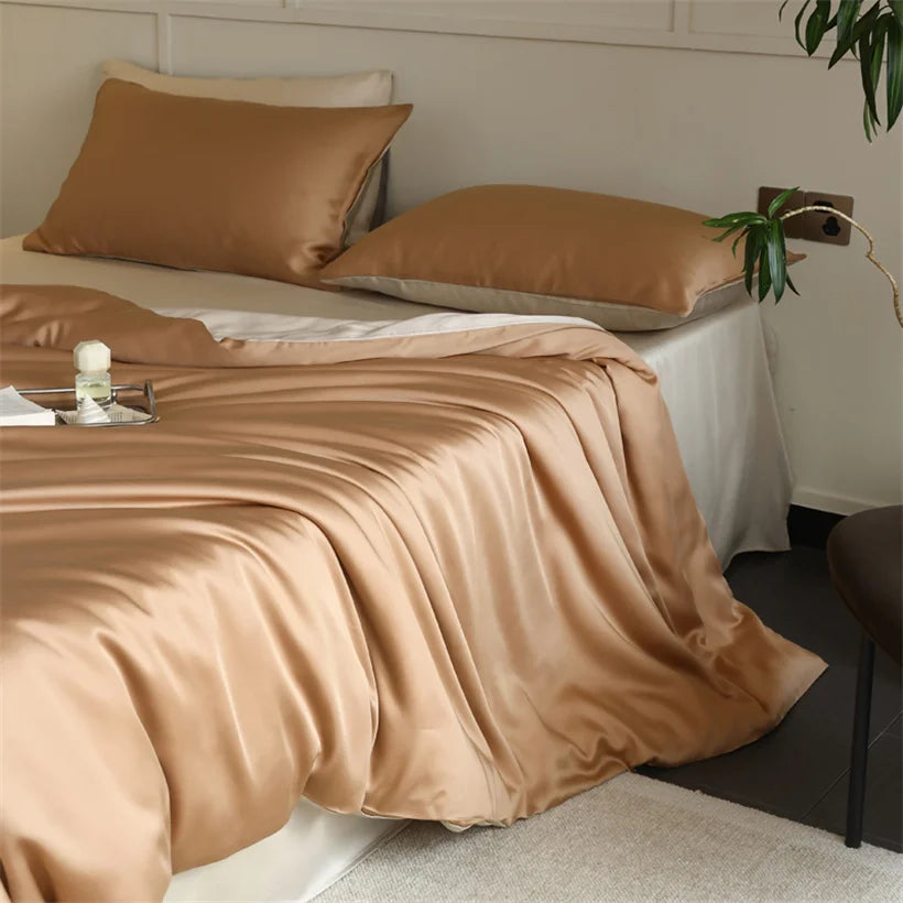 100% Mulberry Silk Bedding Set – Luxury Duvet Cover, Bed Sheet & Pillowcase Set