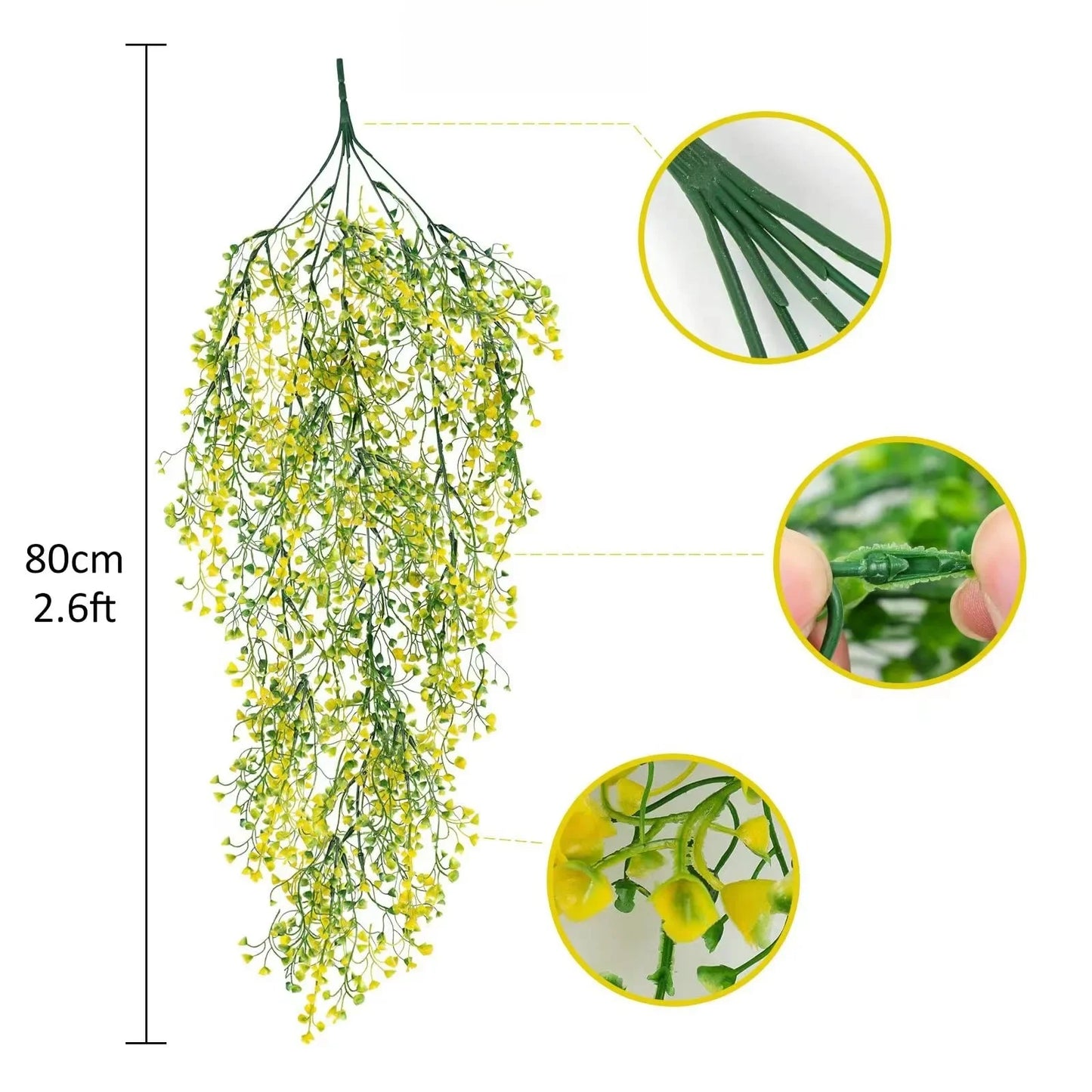 1 enredadera artificial de glicina colgante – Guirnalda de flores sintéticas resistente a los rayos UV para decoración del hogar en interiores y exteriores, bodas, fiestas y eventos