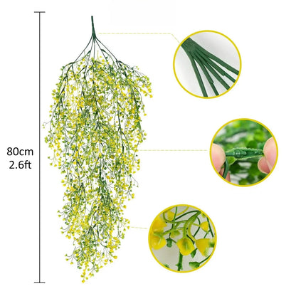 1 enredadera artificial de glicina colgante – Guirnalda de flores sintéticas resistente a los rayos UV para decoración del hogar en interiores y exteriores, bodas, fiestas y eventos