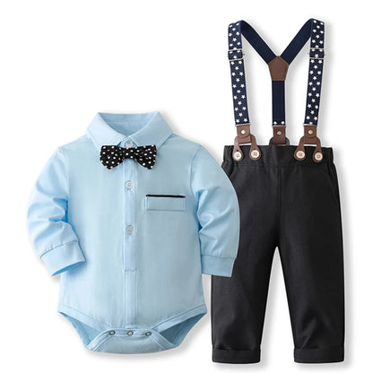 Baby Boy Gentleman Formal Outfit Set – Solid Romper with Matching Hat, Cotton First Birthday Costume for Infants & Toddlers 0-24 Months