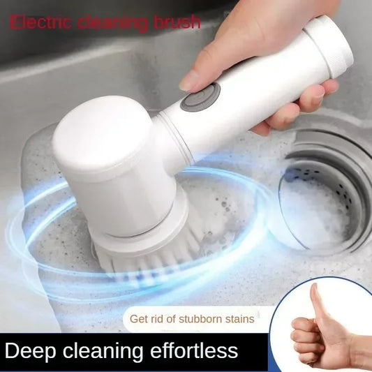 Cepillo Giratorio Eléctrico – Cepillo de Limpieza Inalámbrico con 5 Cabezales Reemplazables para Baño y Limpieza del Hogar