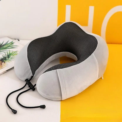 Almohada de cuello de espuma viscoelástica en forma de U – Almohada de viaje suave para dormir en avión, cojín de soporte cervical, almohada ergonómica para el cuello para viajes, oficina y relajación en el hogar
