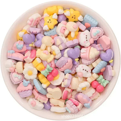 30/300pcs Mini Breloques en Résine Bonbon Fleur Amour – Mignons Accessoires de Bricolage pour Nail Art, Barrettes à Cheveux, Scrapbooking, Bijoux Faits Main et Projets Créatifs pour Enfants