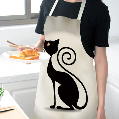 Cute Cartoon Cat Kitchen Apron – Linen Baking & Cooking Apron for Women, Men & Kids, Kitchen Accessories
