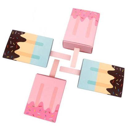 Boîtes à bonbons en papier kraft en forme de crème glacée 5/10 PCS avec plateau coulissant pour pop-corn, cadeaux de fête et emballages cadeaux d'anniversaire