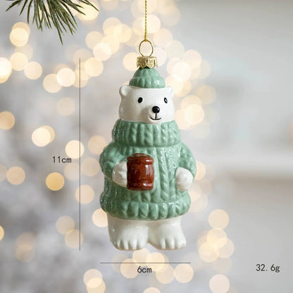 Christmas Plastic Hanging Ornaments – Old Man, Car & Bear Pendant Decorations for Christmas Tree, Family Party & Holiday Home Decor