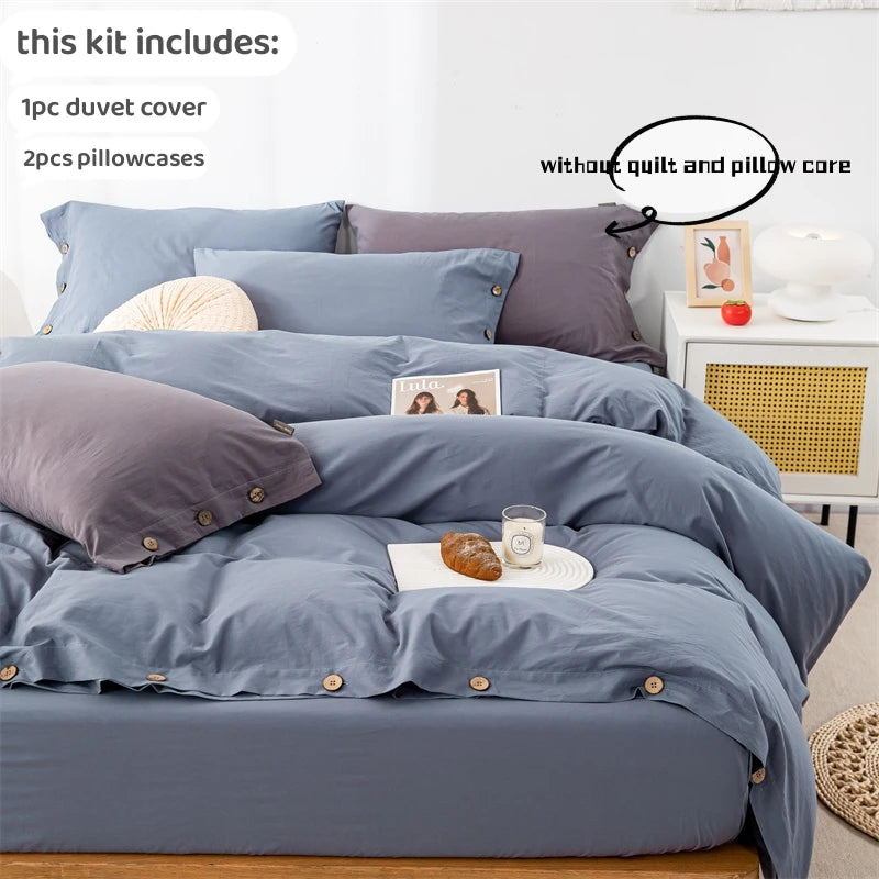 3-Piece 100% Cotton Bedding Set – Duvet Cover & Pillowcase Set for Queen & King Beds