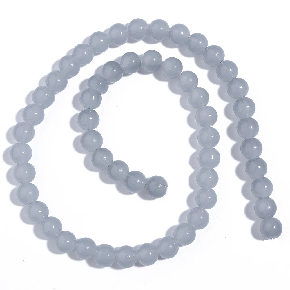 1 brin de perles de verre unies 6/8mm – Perles rondes intercalaires lâches pour la fabrication de bijoux DIY, bracelets faits main, colliers et accessoires d'artisanat