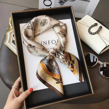 Women's Luxury Satin Silk Feel Square Scarf Printed Hair Scarf Neckerchief Bandana Hijab Wrap