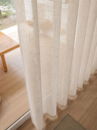 Voilages sur mesure aspect lin – Panneaux de fenêtre filtrant la lumière avec protection UV