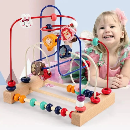 Jouet Montessori en bois de montagnes russes – Labyrinthe de perles pour bébé, boulier d'apprentissage des mathématiques pour les tout-petits de 1 à 3 ans, cadeau de développement éducatif précoce
