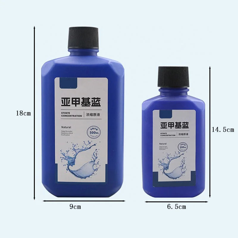 200ml/500ml Methylene Blue Aquarium Treatment – Concentrated Water Solution for Fish Tank Care, Fungus & White Spot Support, Tail Rot Treatment