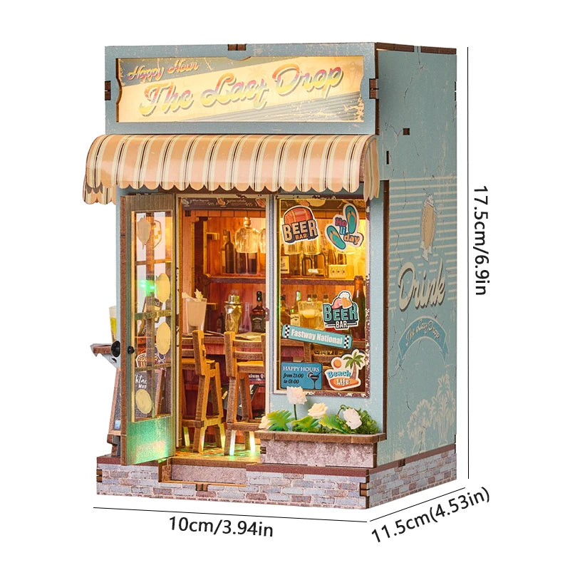Kit de book nook à fabriquer soi-même – Maquette de maison de poupée miniature en bois à insérer dans une étagère pour adultes, loisirs créatifs et décoration d'intérieur