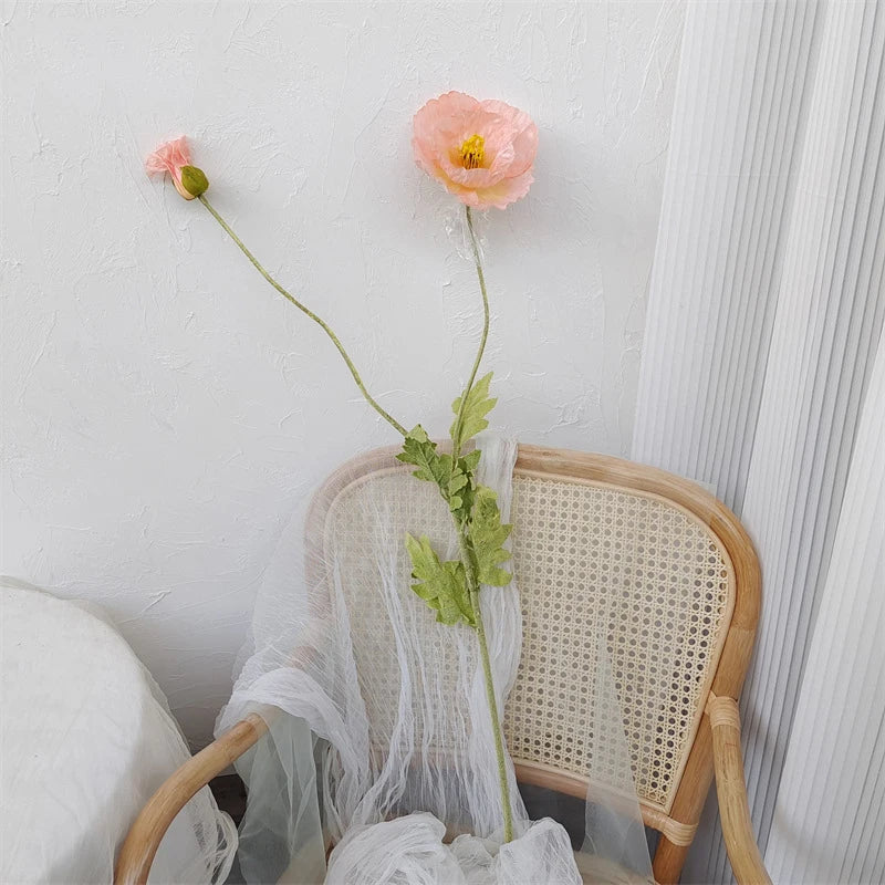 105cm Artificial Poppy Flowers – Large Realistic Faux Floral Stem for Wedding Decor, Vase Arrangements, Home Decoration, Photo Props & Window Displays