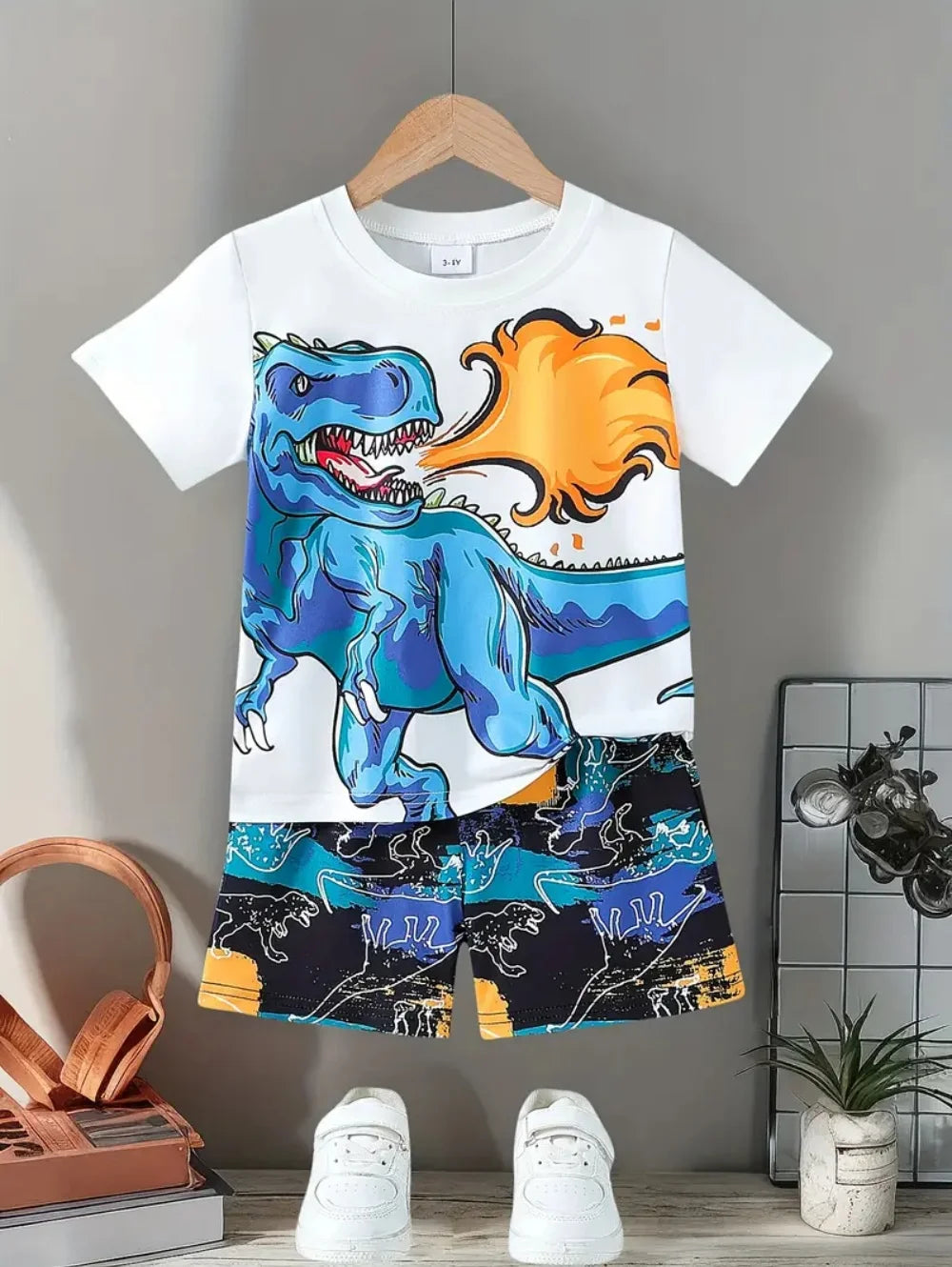 Camiseta de dinosaurios 3D para niños, de manga corta, casual, para verano, para niños y niñas