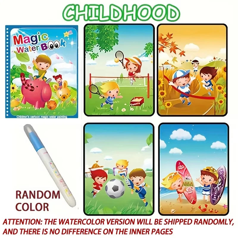 Magic Water Drawing Book – Reusable Montessori Coloring Book for Sensory Learning & Early Education