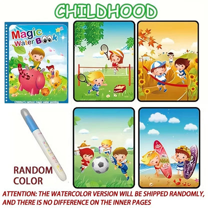 Magic Water Drawing Book – Reusable Montessori Coloring Book for Sensory Learning & Early Education