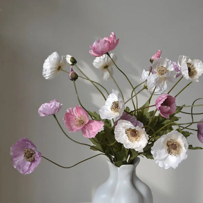Artificial Poppy Flowers – Realistic Silk Faux Long Stem Flowers for Home Décor, Garden, Wedding Bridal Bouquets, Party Decoration & DIY Floral Arrangements