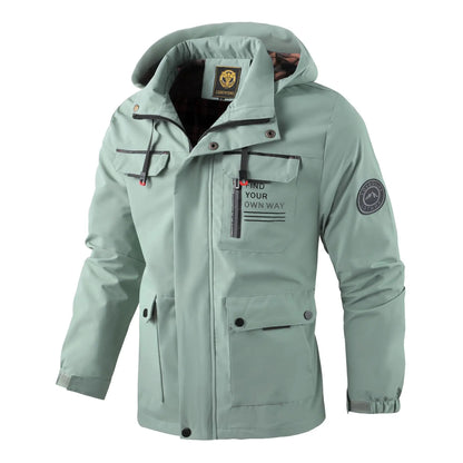 Men’s Casual Hooded Parka Jacket – Solid Color Outdoor Coat, Stylish Autumn & Winter Outerwear