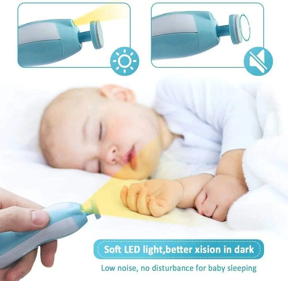 MAMIJOY Cortaúñas Eléctrico para Bebés con Luz LED – Kit de Cuidado de Uñas para Bebés Recién Nacidos, Lactantes y Niños Pequeños, de Bajo Ruido y 4 Velocidades