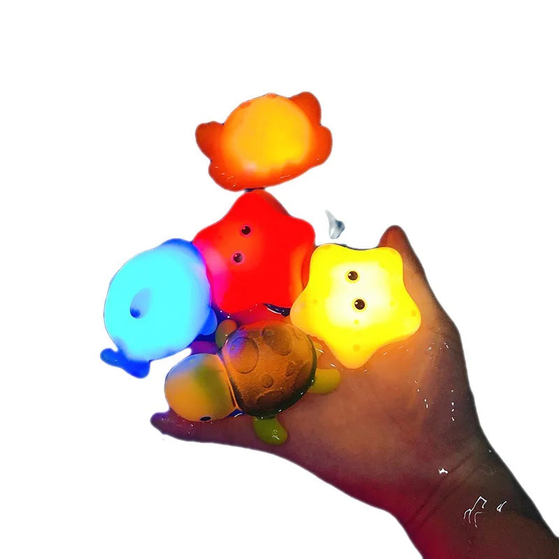 LED Light-Up Floating Bath Toy Set with Fishing Net & Animals for Babies, Toddlers & Kids