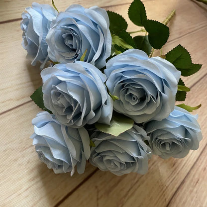 9 Heads Artificial Camellia Rose Bouquet – Realistic Faux Flowers for Wedding Decor, Party Displays, Home Decoration & Floral Gifts