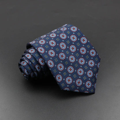 Men's 7.5cm Soft Silk Necktie – Floral & Dot Pattern Tie for Weddings, Business, Parties & Formal Wear