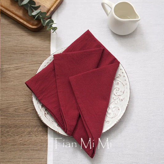 40×40CM Soft Cotton Cloth Napkins – Plain Vintage Table Napkins for Rustic Dinner, Thanksgiving, Wedding, Party & Home Decor