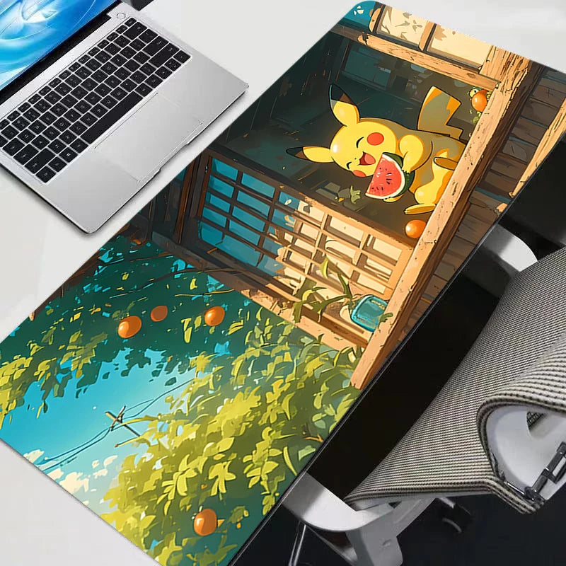Pokémon Pikachu Large Gaming Mouse Pad – Rubber Desk Mat with Stitched Edge for PC & Laptop Setup