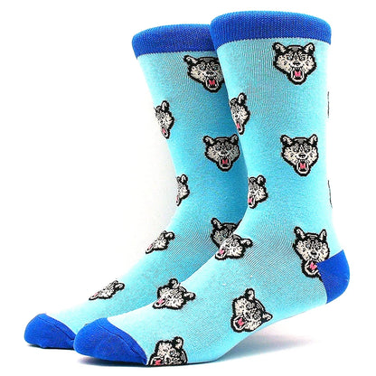 Funny Colorful Hip Hop Socks – Combed Cotton Animal, Astronaut & Geometric Print Socks for Men & Women, Business Dress Wear